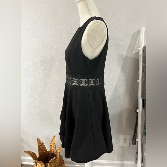 B Darlin Black Ruffle Dress with Lace Waistband - Picture 3 of 10